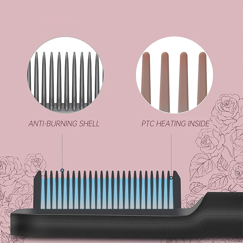 Professional Hair Comb Brush Beard Straightener Hair Straightener With Anti-Scald Feature Beard Straightener Comb