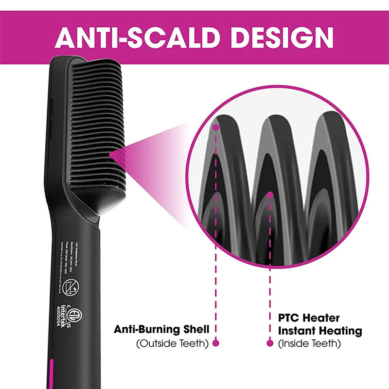 Professional Hair Comb Brush Beard Straightener Hair Straightener With Anti-Scald Feature Beard Straightener Comb
