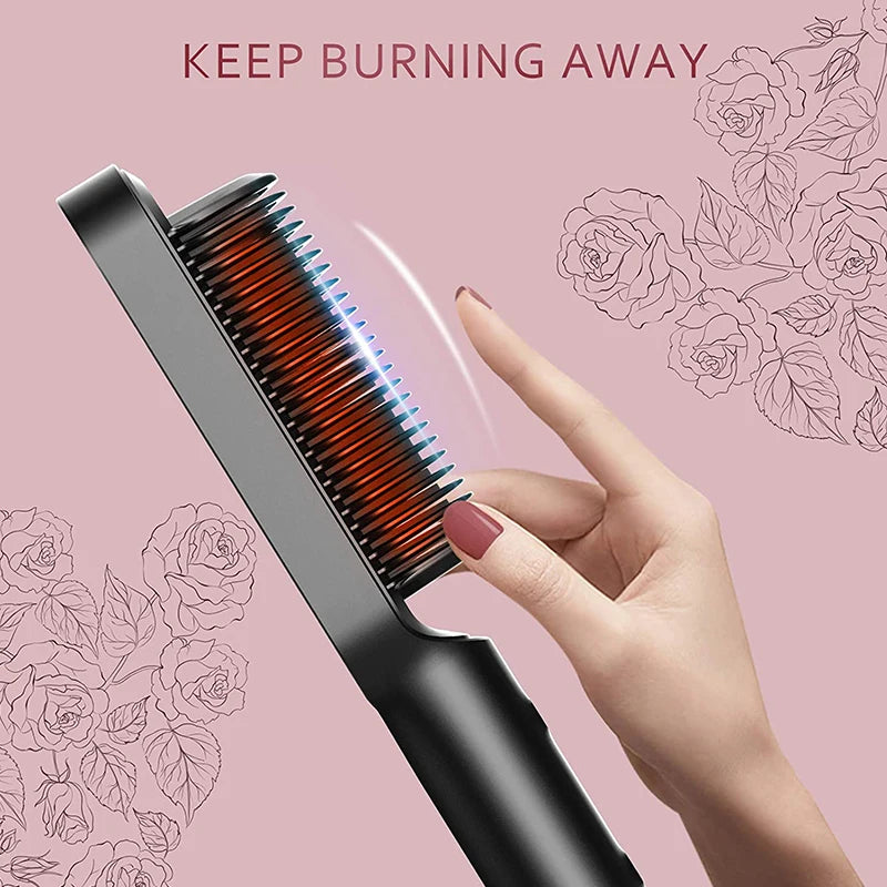 Professional Hair Comb Brush Beard Straightener Hair Straightener With Anti-Scald Feature Beard Straightener Comb