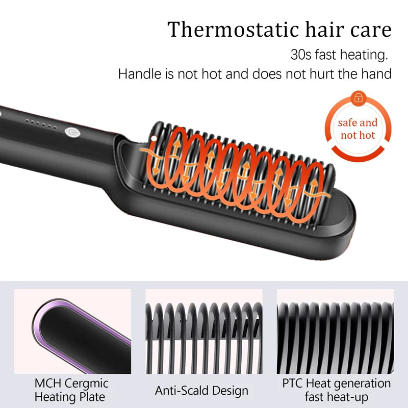 Professional Hair Comb Brush Beard Straightener Hair Straightener With Anti-Scald Feature Beard Straightener Comb
