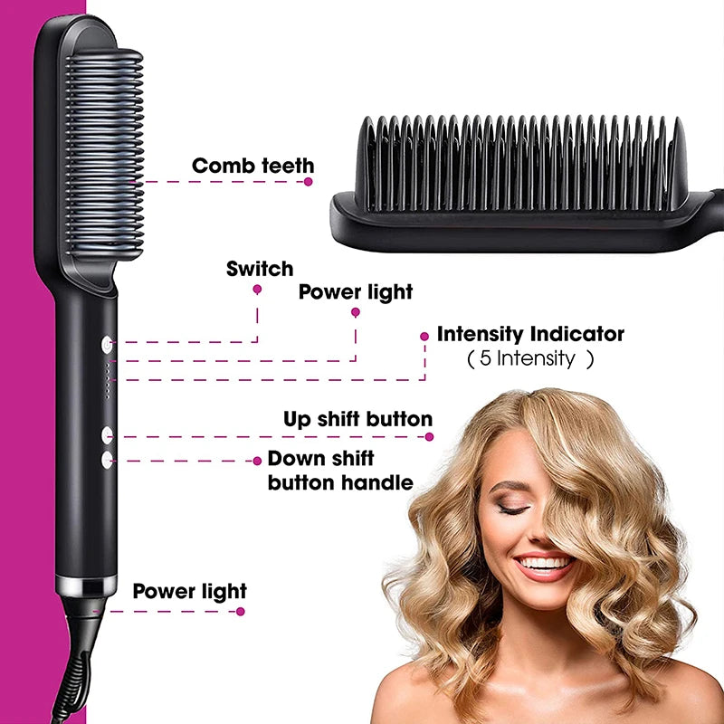 Professional Hair Comb Brush Beard Straightener Hair Straightener With Anti-Scald Feature Beard Straightener Comb