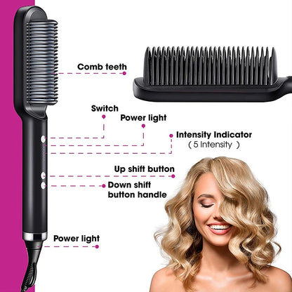Professional Hair Comb Brush Beard Straightener Hair Straightener With Anti-Scald Feature Beard Straightener Comb